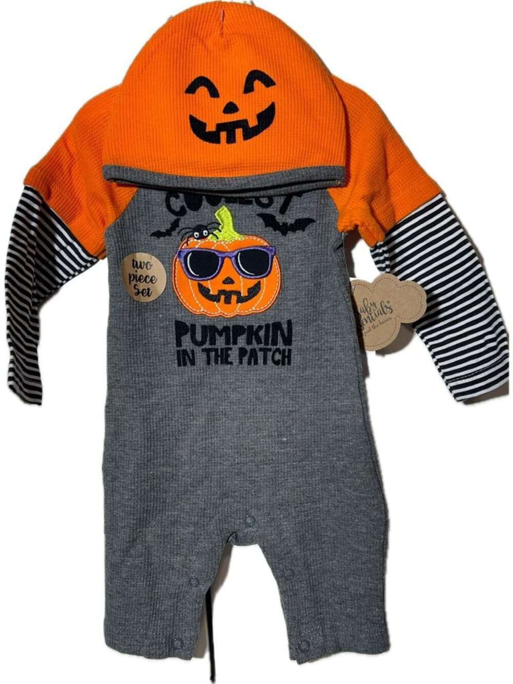 Baby Essentials 3m NWT Coolest Pumpkin Patch Halloween romper hat Pumpkin set